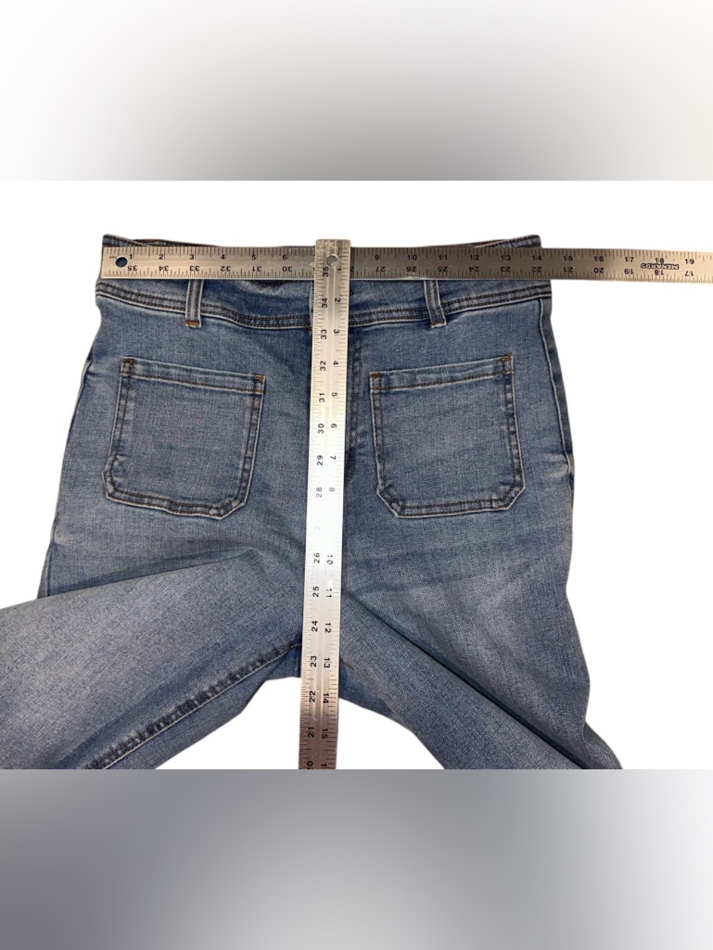 OAT New York Wide Leg Jeans High-Rise Light Wash Denim Sailor Utility Sz 6/28 - Picture 7 of 9